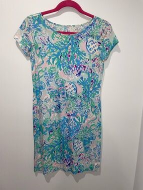 Lilly Pulitzer pastel Seafoam & Aqua Floral Shirt Dress